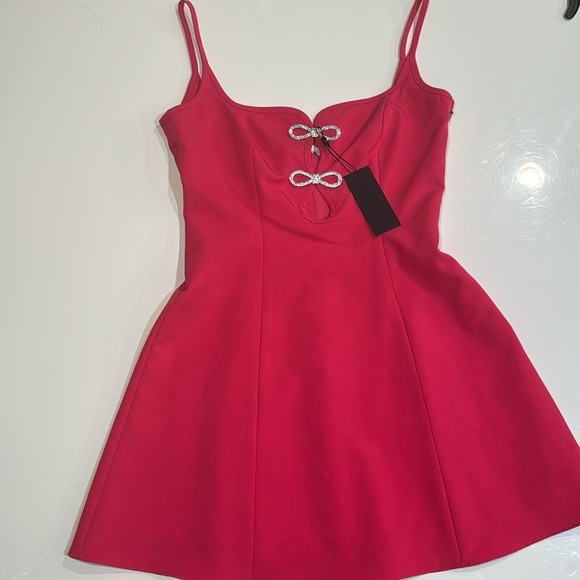 Gianni Bini Dresses & Skirts - NWT. Hot Pink Gianni Bini Dress with Rhinestone Bows. Size: 4.